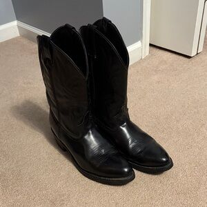 Black Leather Cowboy Boots